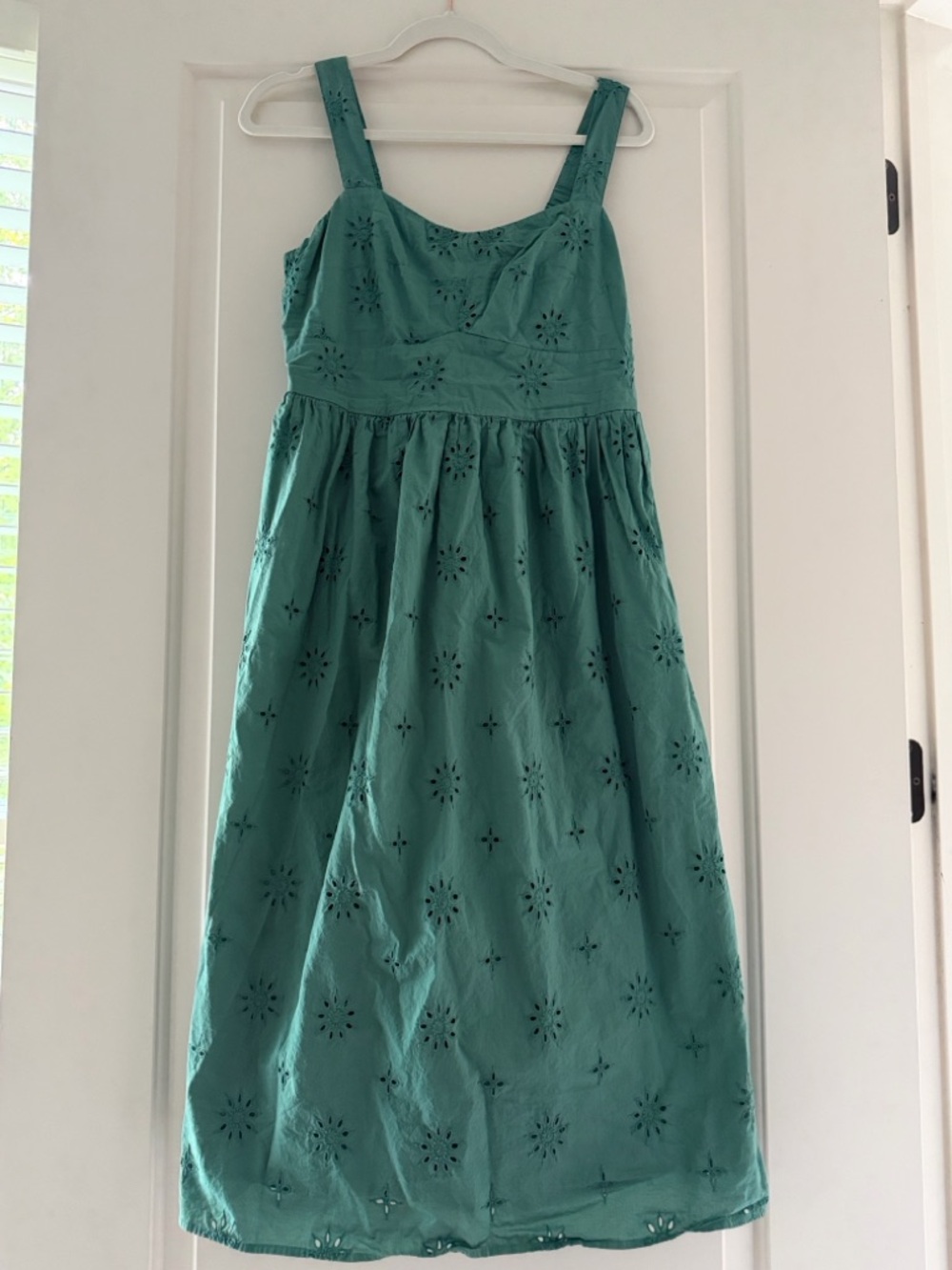J. Crew Teal Eyelet Midi Dress - Picture 2 of 7
